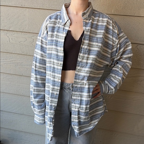 Harmony Light Peace Upcycled Flannel Shirt Unisex Size XL Handmade - Picture 3 of 3